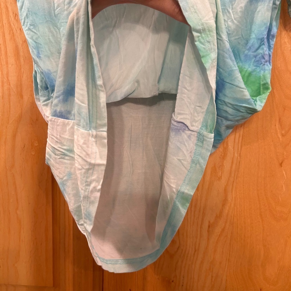 Little Sleepies XS Womens Blue Green Tie Dye Short Sleeve Pajama Top - Picture 5 of 7